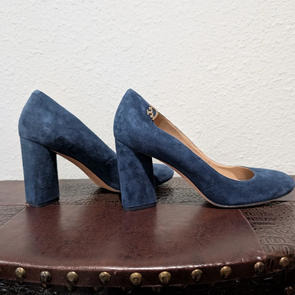 Tory Burch Elizabeth Suede High Block Heel Pumps Size 8.5
